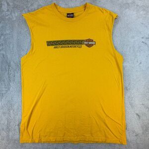 Harley-Davidson Sleeveless T-Shirt Men’s XL Woodstock IL Yellow Muscle Tee
